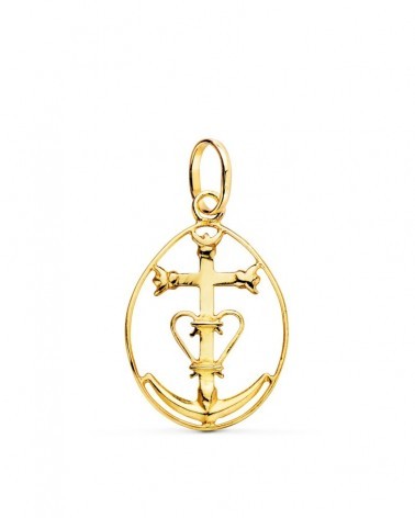 Colgante oro 18k Cruz de Camarga con cerco 25x17mm