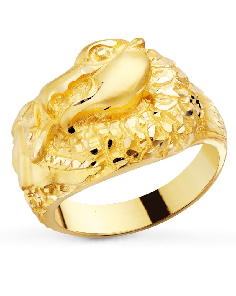 Sello oro 18k dragón tallado 20mm