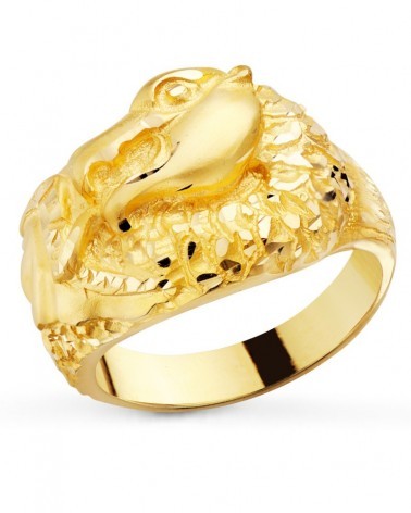 Sello oro 18k dragón tallado 20mm