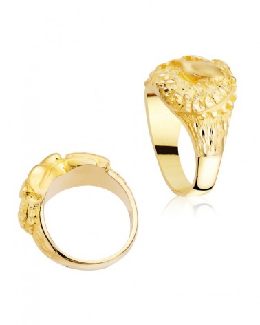 Sello oro 18k dragón tallado 20mm