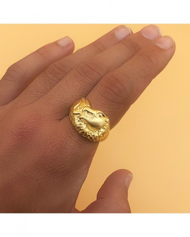 Sello oro 18k dragón tallado 20mm