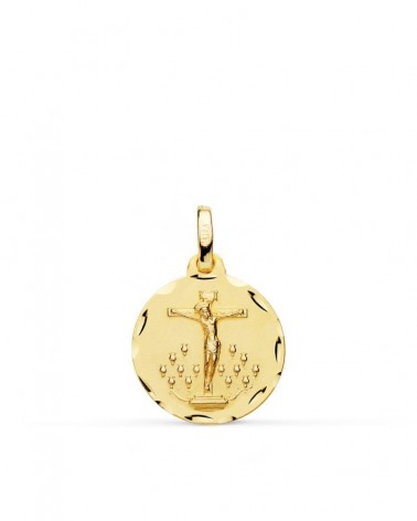 Medalla oro 18k Cristo de la Laguna tallada 16mm