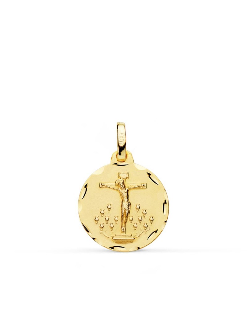 Medalla oro 18k Cristo de la Laguna tallada 16mm