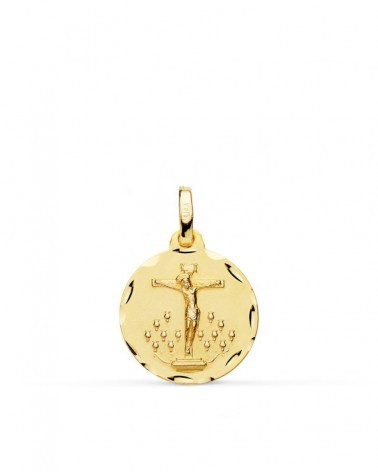 Medalla oro 18k Cristo de la Laguna tallada 16mm