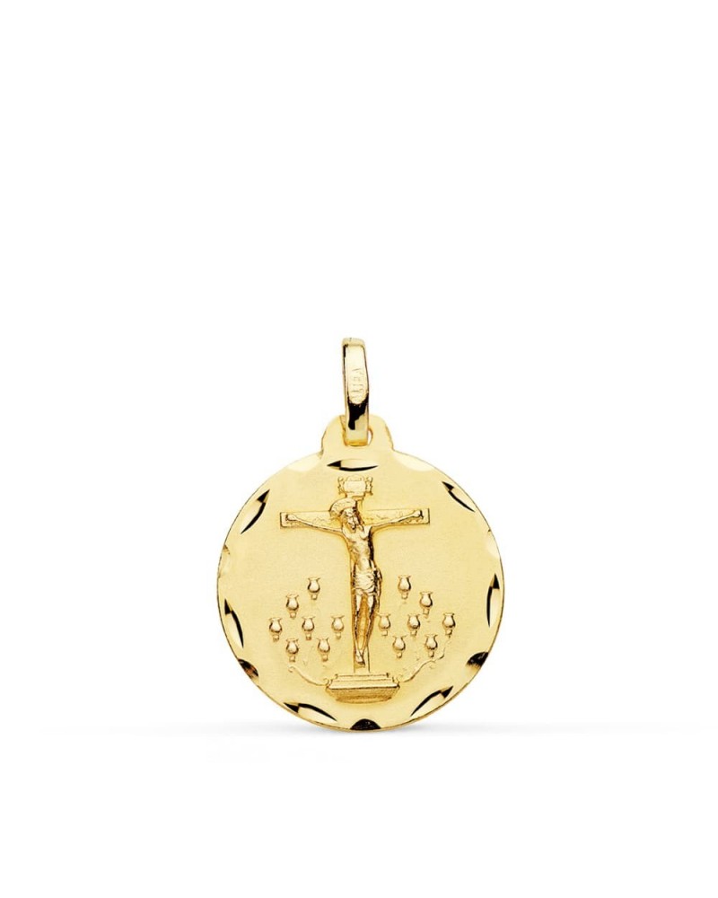 Medalla oro 18k Cristo de la Laguna tallada 18 mm