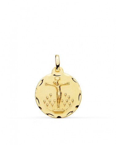 Medalla oro 18k Cristo de la Laguna tallada 18 mm