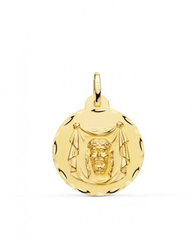 Medalla oro 18k Santa Faz tallada 22mm
