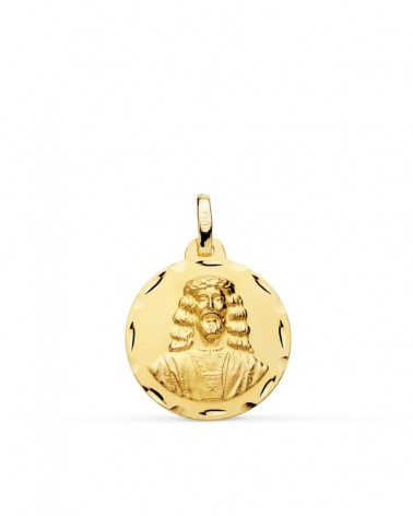 Medalla oro 18k Cristo Medinaceli tallada 18mm