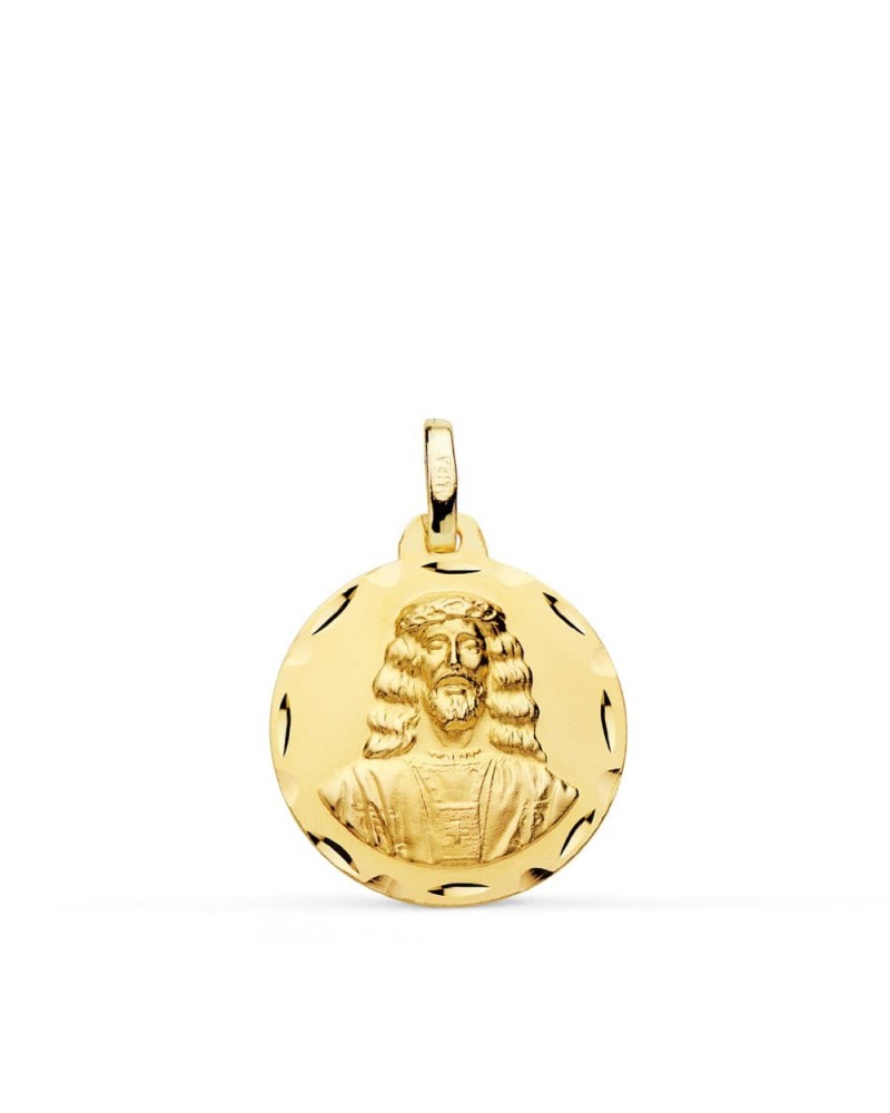 Medalla oro 18k Cristo Medinaceli tallada 18mm
