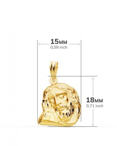 Colgante oro 18k cabeza de Cristo 18x15 mm