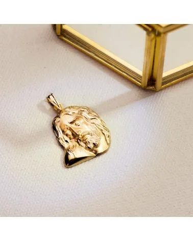Colgante oro 18k cabeza de Cristo 23x19 mm