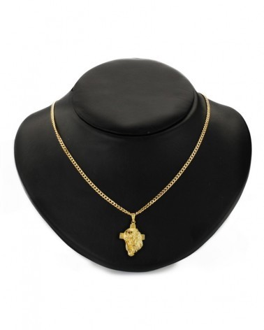 Colgante oro 18k cabeza Cristo con cruz 26x18mm
