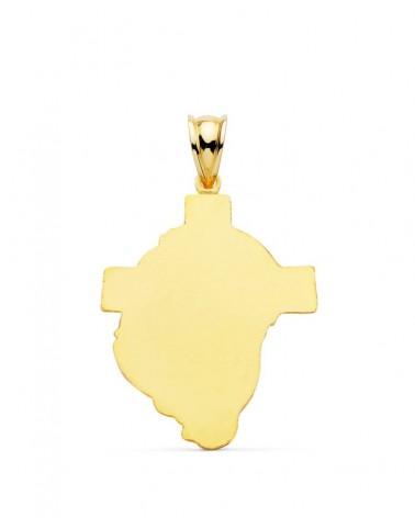Colgante oro 18k cabeza de Cristo con cruz 35x25 mm