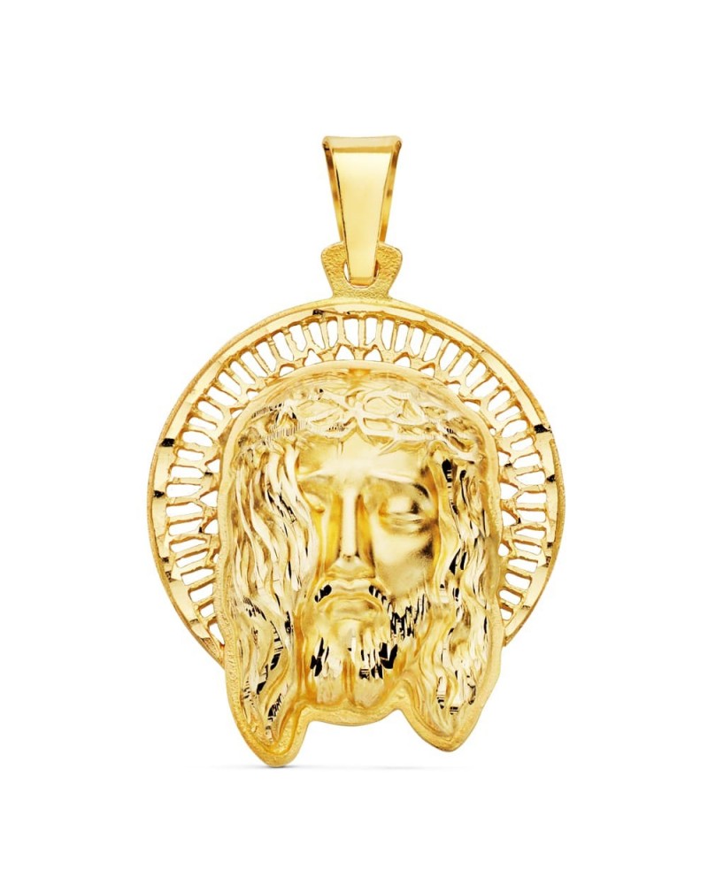 Colgante Cristo oro 18k cabeza con orla 29x25 mm