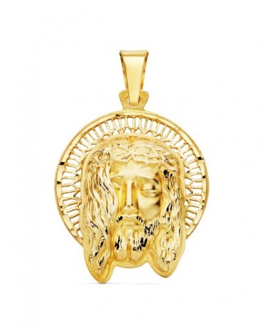 Colgante Cristo oro 18k cabeza con orla 29x25 mm