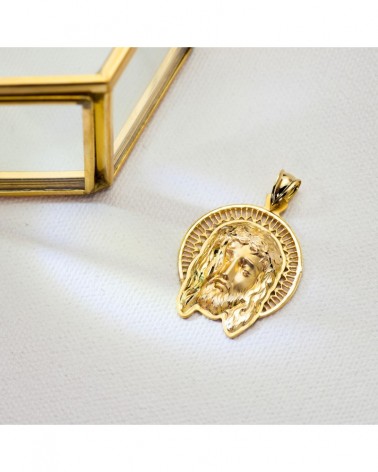 Colgante Cristo oro 18k cabeza con orla 29x25 mm