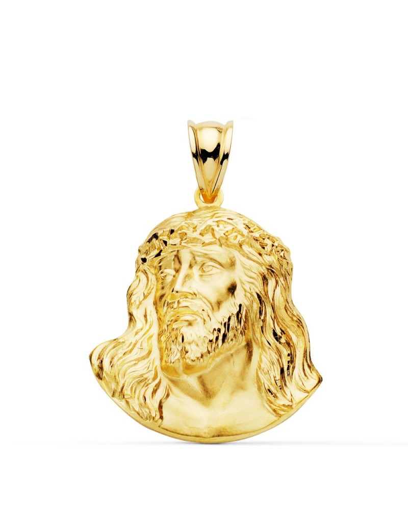 Colgante oro 18k Cristo rostro 27x22mm