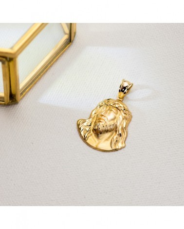 Colgante oro 18k Cristo rostro 27x22mm