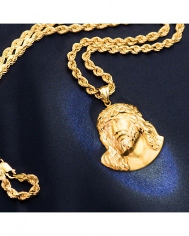 Colgante oro 18k Cristo Santo Rostro 42x35 mm
