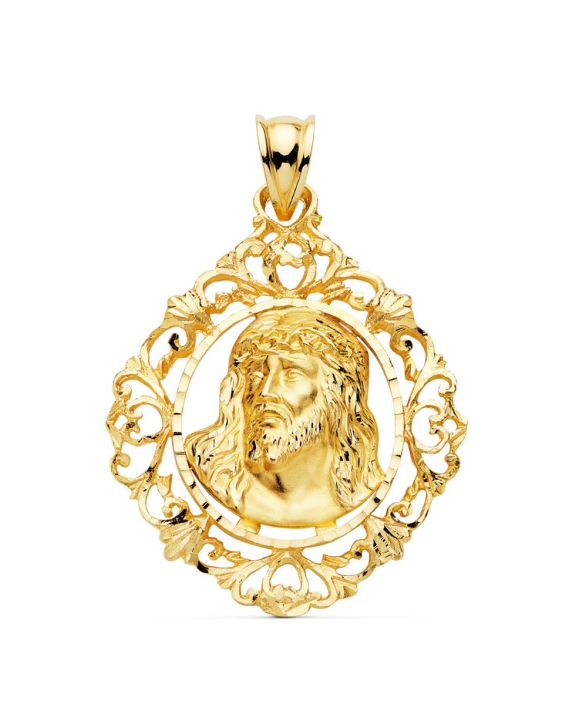 Colgante oro 18k Cristo ornamental 32x29mm