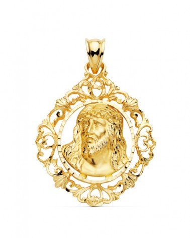 Colgante oro 18k Cristo ornamental 32x29mm