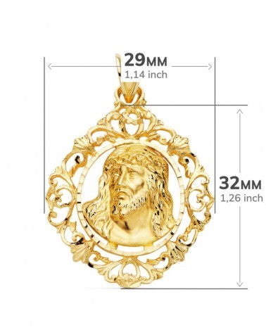 Colgante oro 18k Cristo ornamental 32x29mm