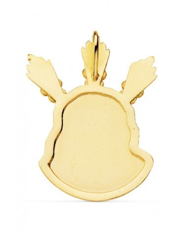 Colgante oro 18k Cabeza de Cristo con potencias 38x29mm
