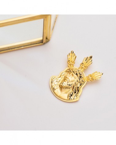 Colgante oro 18k Cabeza de Cristo con potencias 38x29mm
