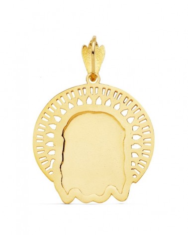 Colgante oro 18k Cristo rostro con orla 31x31mm