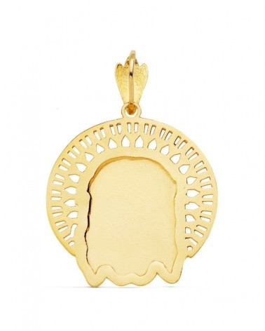 Colgante oro 18k Cristo rostro con orla 31x31mm