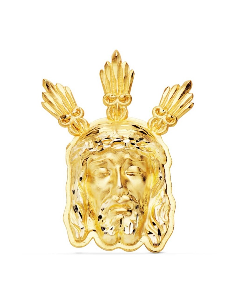 Colgante Cristo oro 18k cabeza con potencias 39x28mm