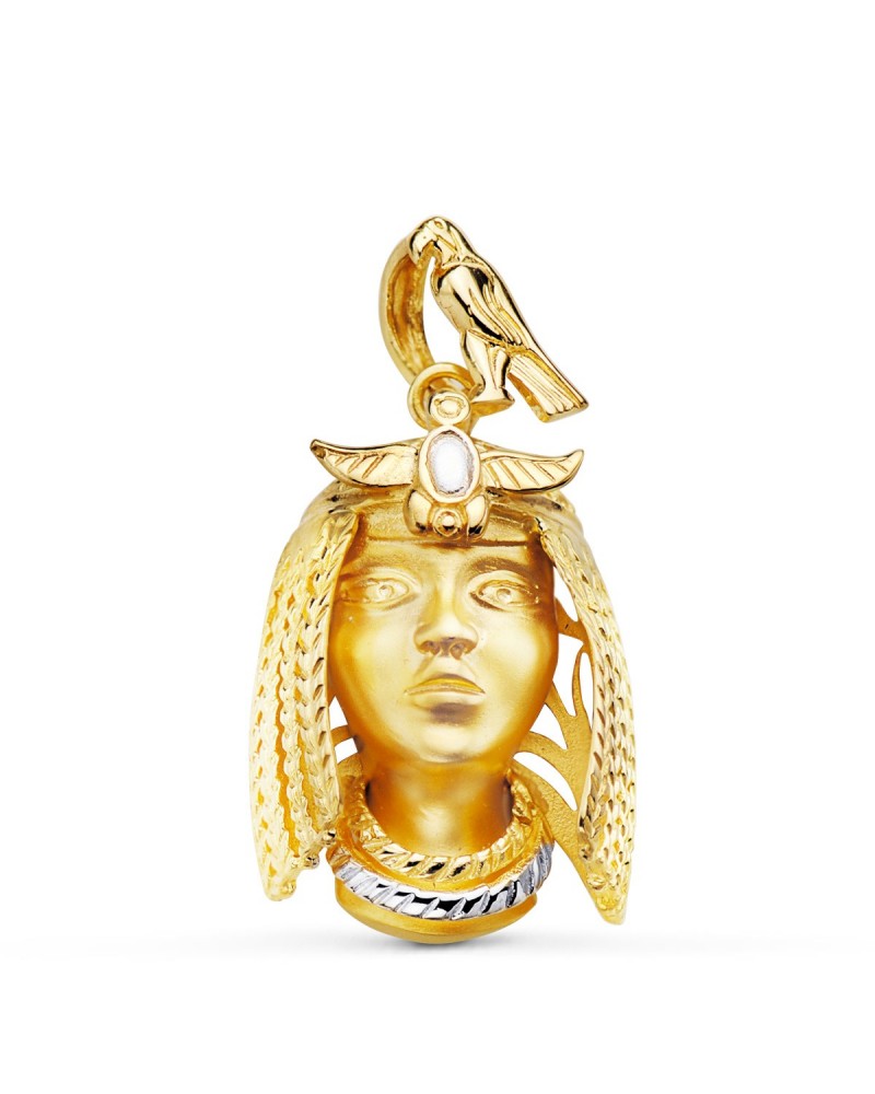 Colgante oro 18k bicolor egipcio Nefertari 30x23mm