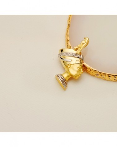 Colgante oro 18k bicolor Nefertiti egipcio 30x26mm