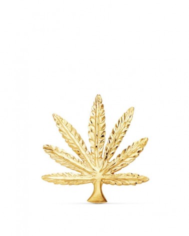 Colgante oro 18k hoja marihuana tallada 30x28 mm