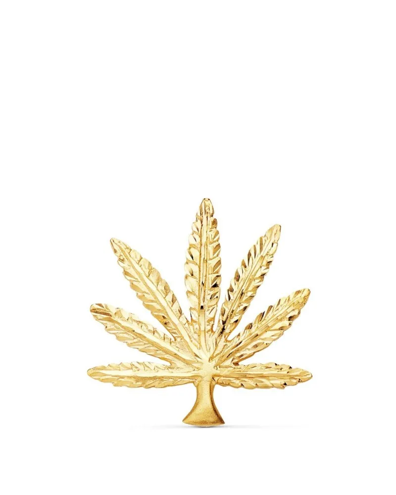 Colgante oro 18k hoja marihuana tallada 30x28 mm