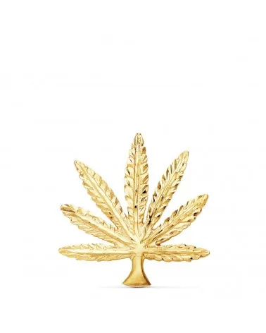 Colgante oro 18k hoja marihuana tallada 30x28 mm