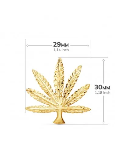 Colgante oro 18k hoja marihuana tallada 30x28 mm