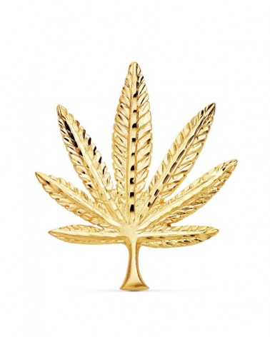 Colgante oro 18k hoja marihuana amarillo 44x37mm