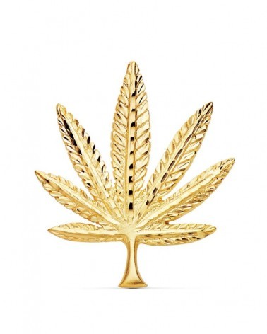 Colgante oro 18k hoja marihuana amarillo 44x37mm