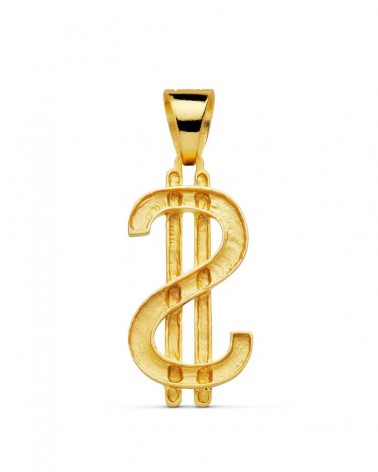 Colgante oro 18k símbolo dólar facetado 41x21mm