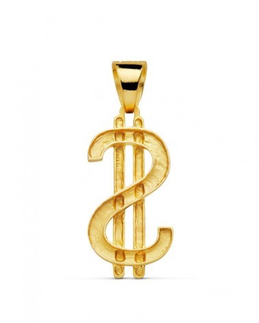 Colgante oro 18k símbolo dólar facetado 41x21mm