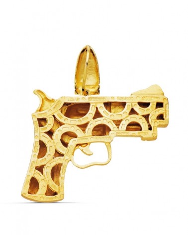 Colgante oro 18k pistola escultura 46x39mm