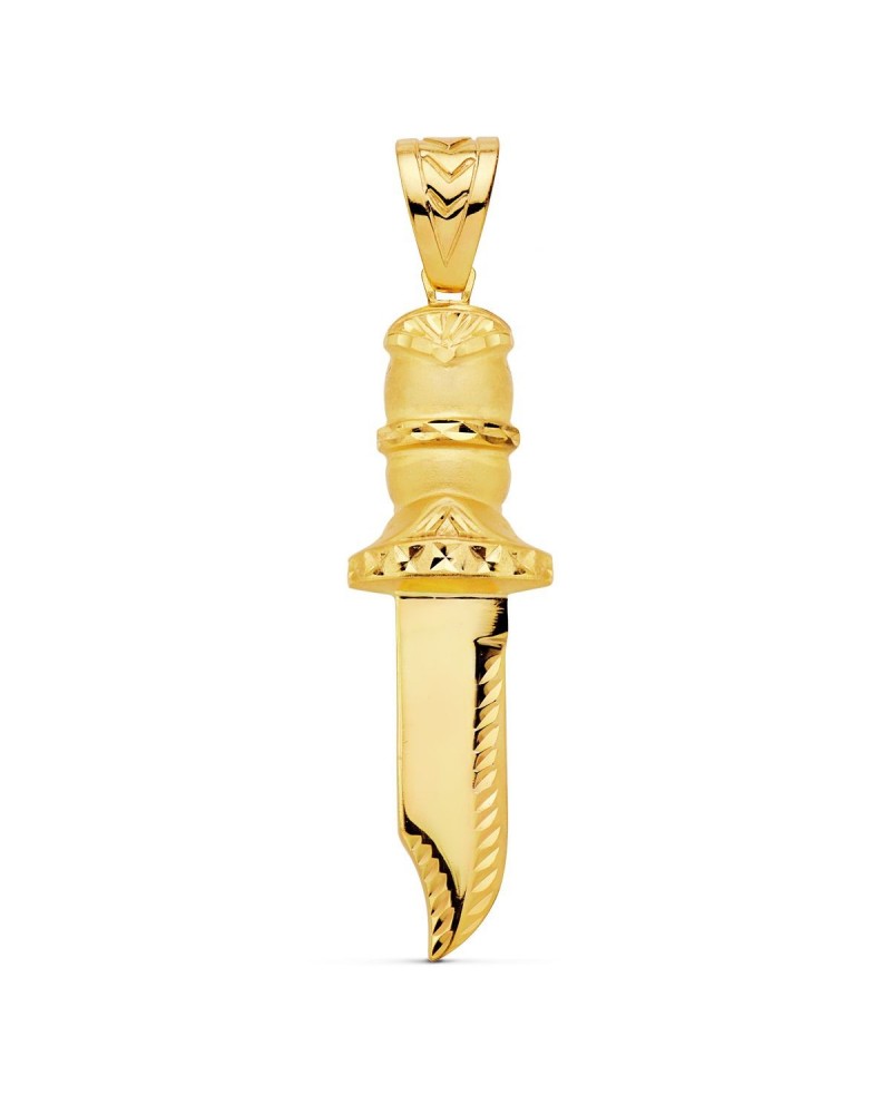 Colgante oro 18k puñal tallado 2x18mm