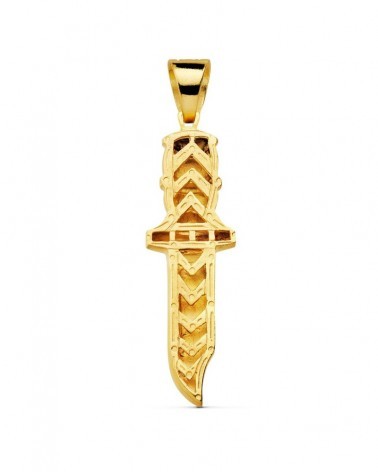 Colgante oro 18k puñal tallado 2x18mm