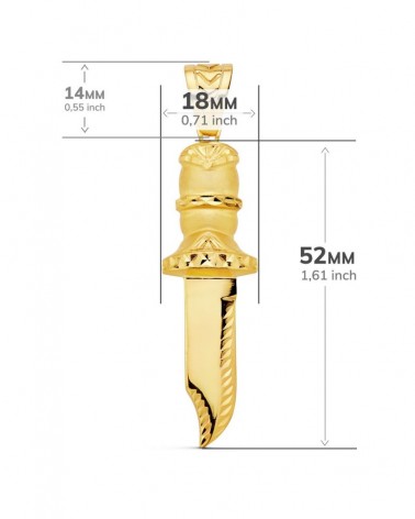 Colgante oro 18k puñal tallado 2x18mm