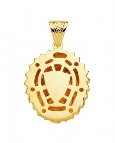 Colgante oro 18k indio americano con circonitas rojas