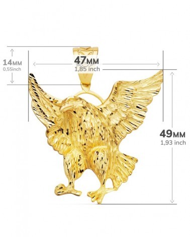 Colgante oro 18k águila calva americana 49x47mm