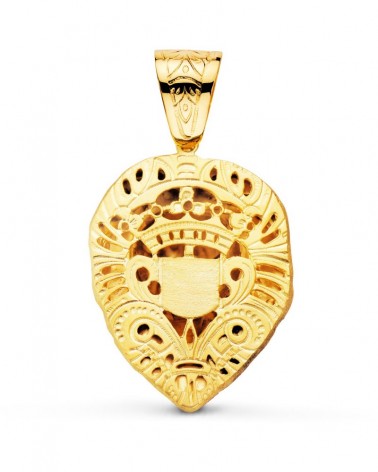 Colgante oro 18k león tallado gigante 66x56 mm