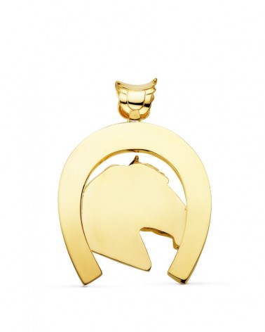 Colgante oro 18k herradura caballo 50x44mm