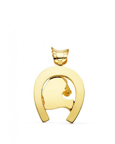 Colgante oro 18k herradura caballo 40x34 mm